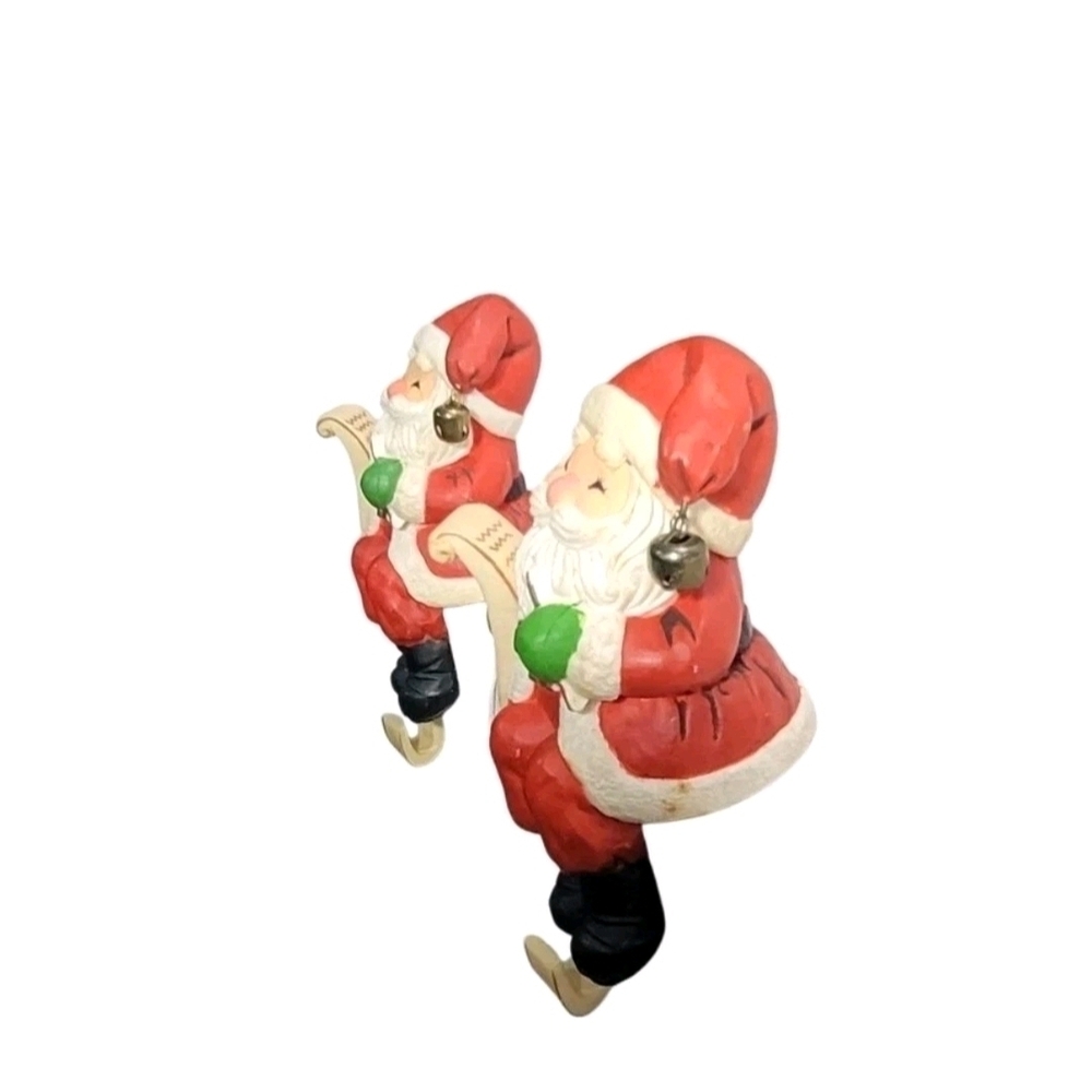 Vintage Santa Claus Checking His List Stocking Hanger 1984 Hallmark Set of 2 - Picture 5 of 11